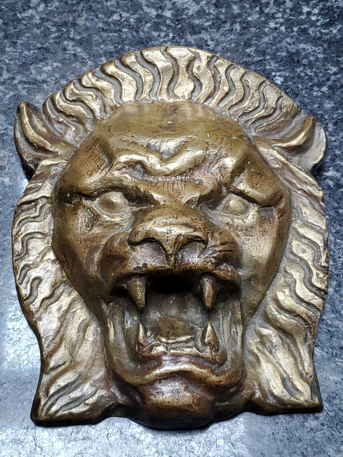 Bronze Sculptured Lion Head Water Fountain signed Georges Raoul Garreau French