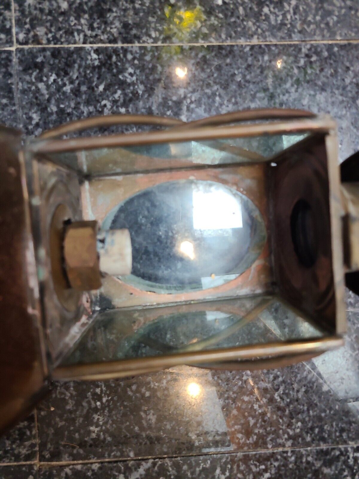 17" Brass Carriage Lamp light original glass French made led bulb antique