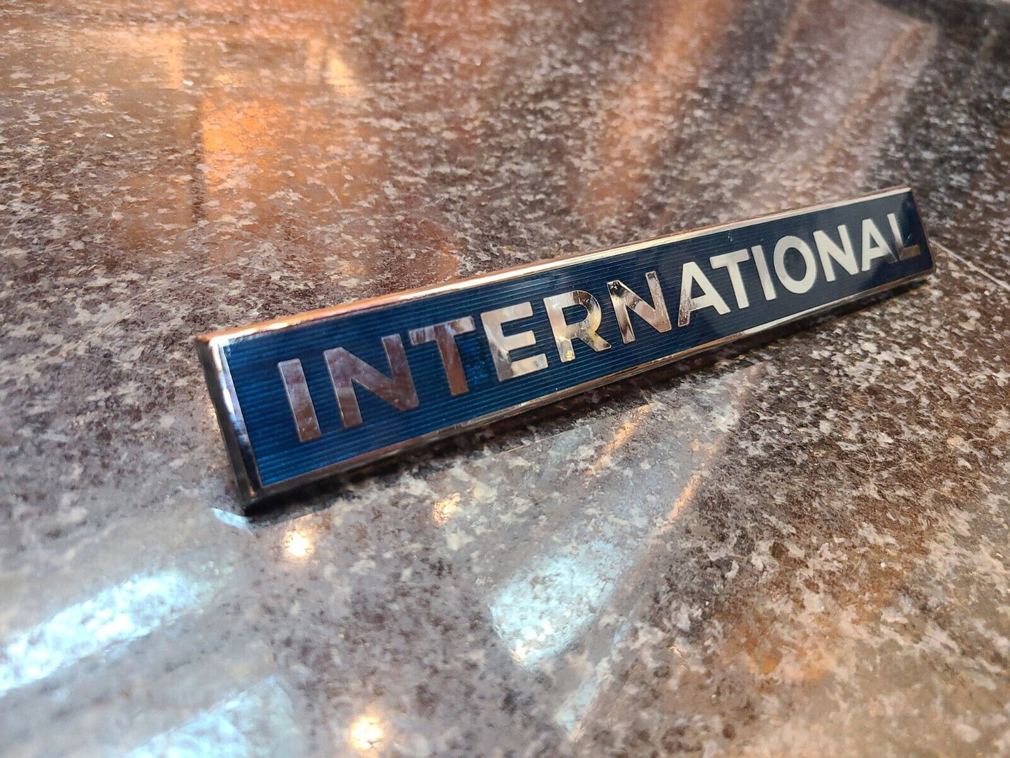 OEM blue International Truck Emblem Badge enamel nos