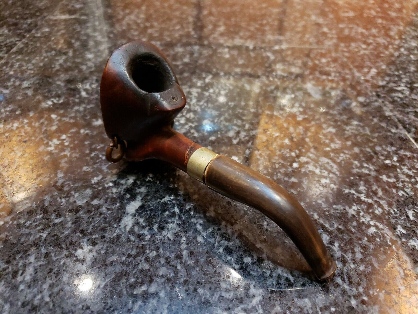 Cherry smoking pipe old french woman 5.75" approximately early 1900's hand made