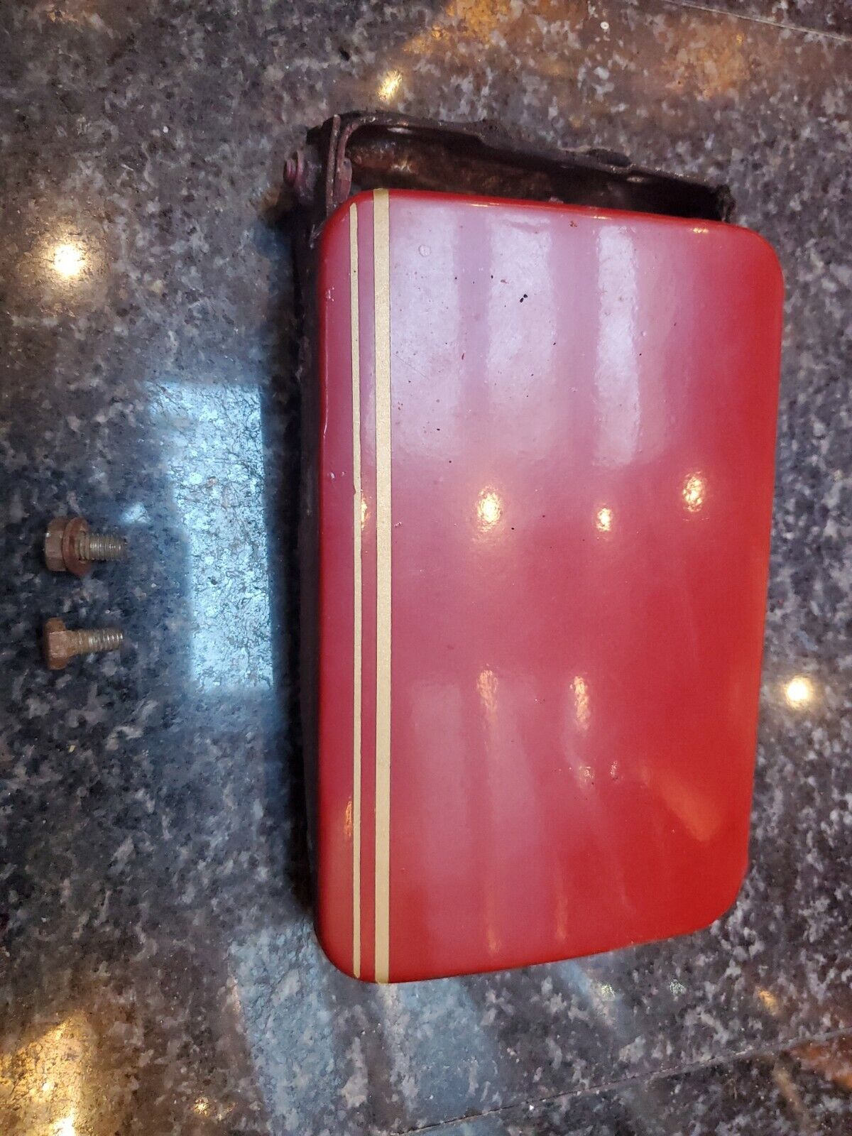 Mercedes 560SL Fuel Door Lid Cover 1075841439 OEM RED GAS Flap hardware r107