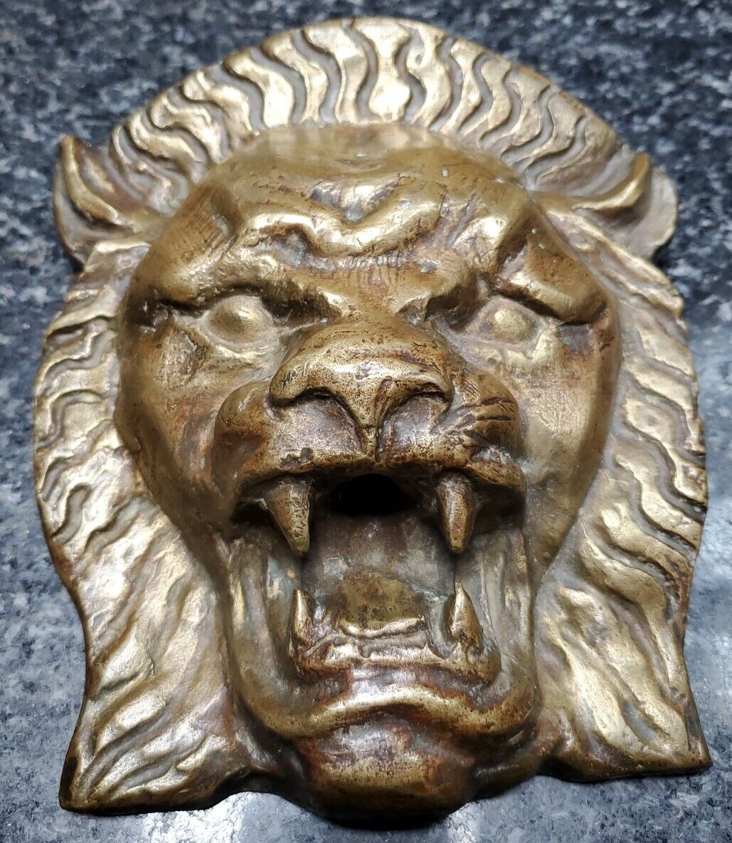 Bronze Sculptured Lion Head Water Fountain signed Georges Raoul Garreau French