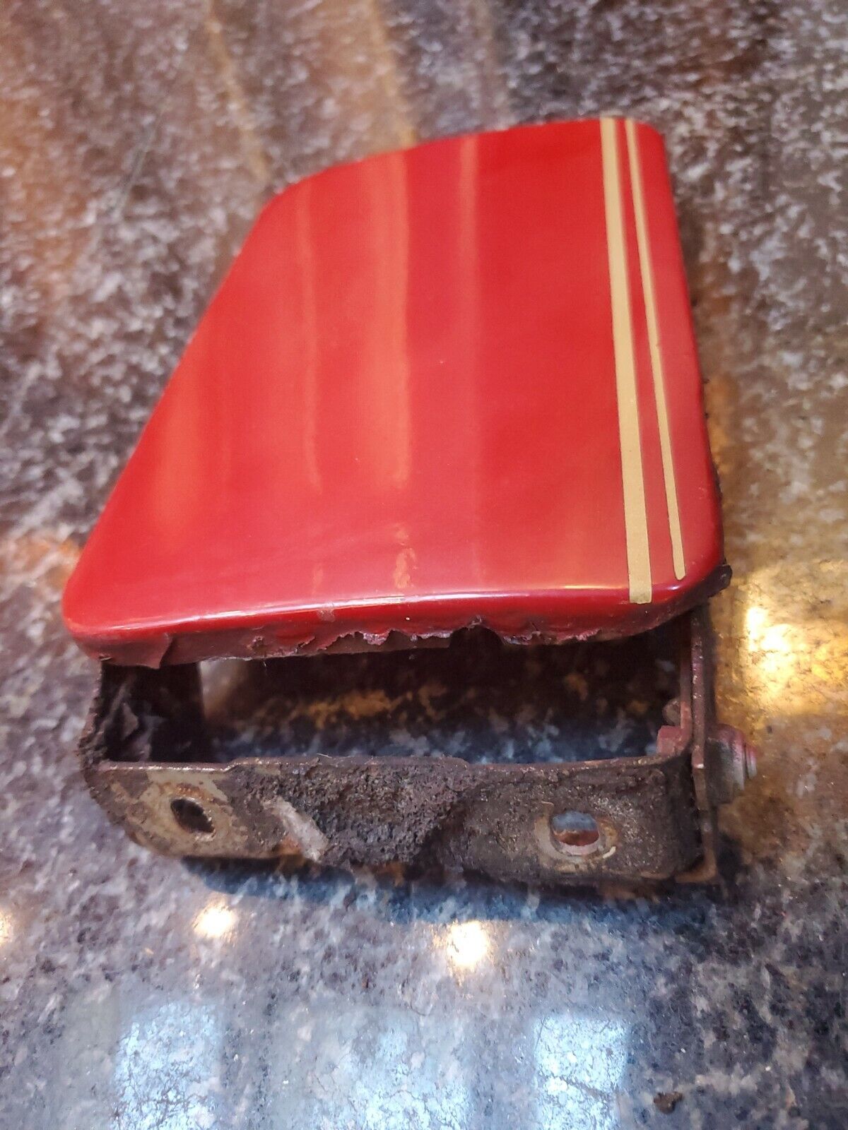 Mercedes 560SL Fuel Door Lid Cover 1075841439 OEM RED GAS Flap hardware r107